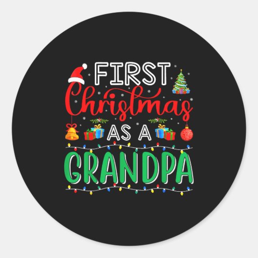 Sticker Rond First Christmas As Grandpa Family Matching New Gra (Devant)