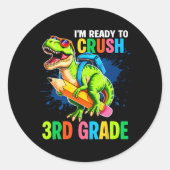 Sticker Rond First Day Of 3rd Grade Shirt Boys Dinosaur Back To (Devant)