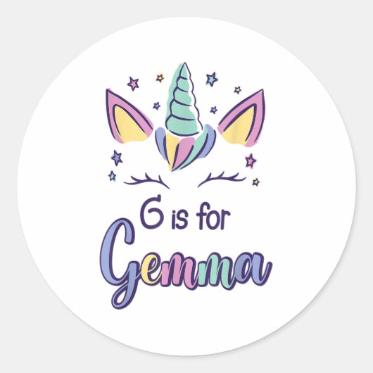 Sticker Rond First Name Gemma D G Is For Gemma  (Devant)
