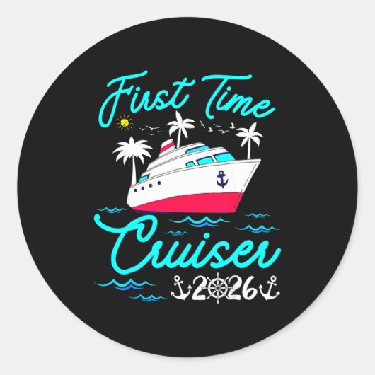 Sticker Rond First Time Cruiser 2026 1st Cruise Vacation Family (Devant)