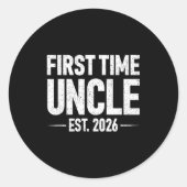 Sticker Rond First Time Uncle Est. 2026 Funny New Uncle  (Devant)