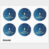 Sticker Rond First Year Anniversary Bond & Seal Sparkling Blue  (Feuille)