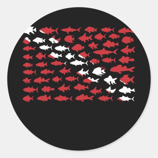 Sticker Rond Fish Dive for Scuba Diver Fish lover (Devant)
