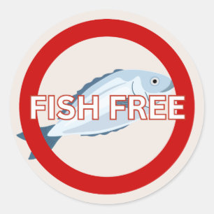 Sticker Rond Fish Free Food Allergy Alert Classic