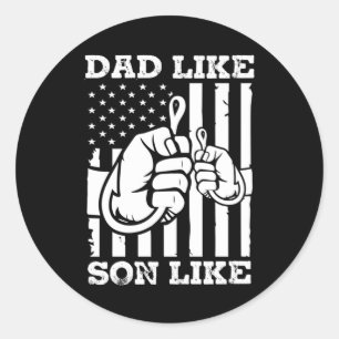 Sticker Rond Fisher Cadeau Papa Comme Fils