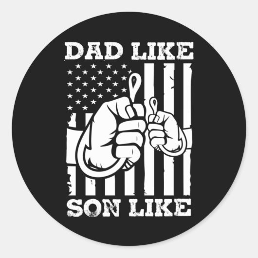 Sticker Rond Fisher Cadeau Papa Comme Fils (Devant)