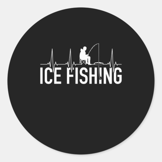 Sticker Rond Fisher Ice Fishing Heartbeat (Devant)