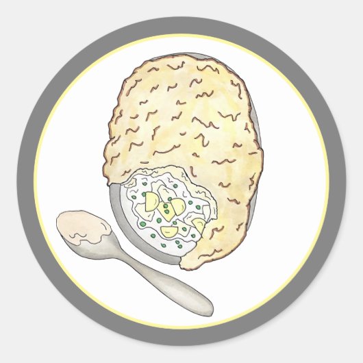Sticker Rond Fisherman's Fish Pie UK British Pub Food Cuisine (Devant)