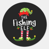 Sticker Rond Fishing Christmas Elf Matching Pajama X-mas Party  (Devant)