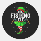 Sticker Rond Fishing Elf Christmas Girls Women Elf Squad Xmas F (Devant)