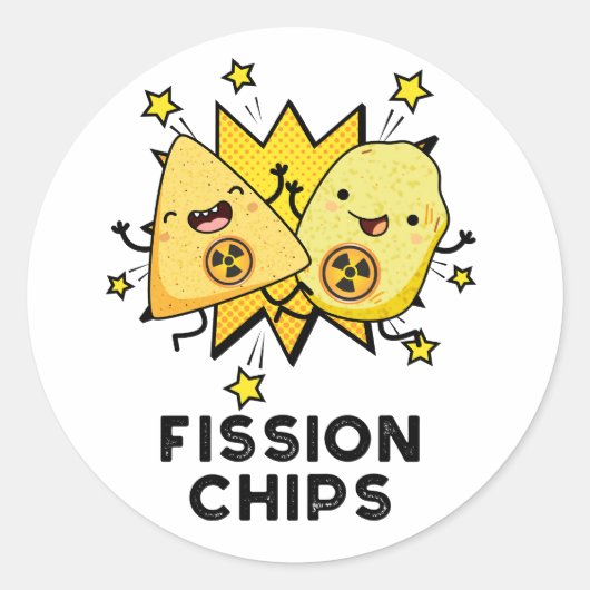 Sticker Rond Fission Chips drôle Physique jeu alimentaire (Devant)