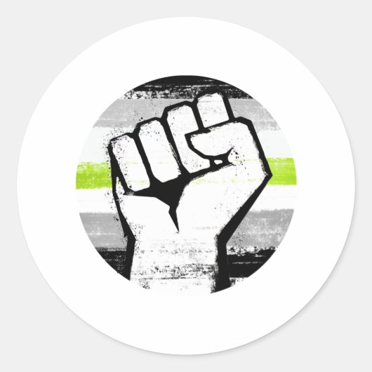Sticker Rond Fist Circle Imprimé Fierté Agender (Devant)