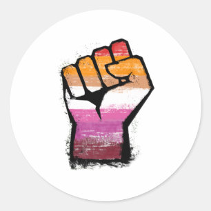 Sticker Rond Fist de protestation lesbienne