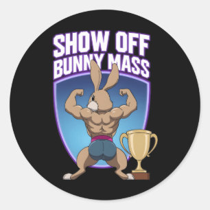 Sticker Rond Fitness Bunny Bodybuilders Muscle Building Funny R
