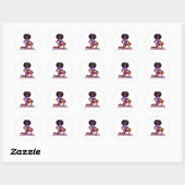 Sticker Rond Fitness de la femme (Feuille)