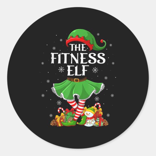 Sticker Rond Fitness Elf Christmas Family Elf Squad Xmas Girls (Devant)