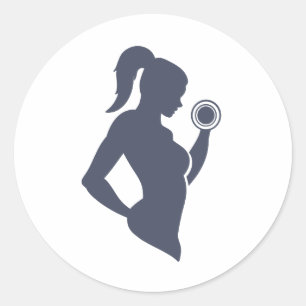 Sticker Rond Fitness-girl levant la cloche