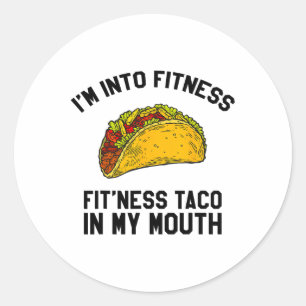 Sticker Rond Fitness Mens Taco Funny Gym Mexicain Pour Taco Lov