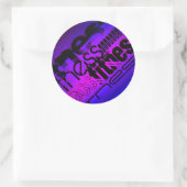 Sticker Rond Fitness; Violet Vibrant Bleu et Magenta (Sac)