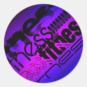 Sticker Rond Fitness; Violet Vibrant Bleu et Magenta