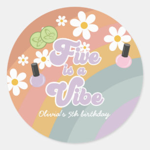 Sticker Rond Five est vibe Spa Rainbow 5e anniversaire