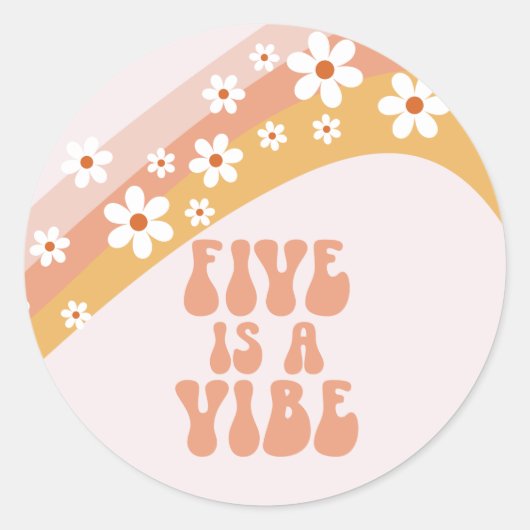 Sticker Rond Five est Vibe Super Retro Rainbow 5e anniversaire (Devant)