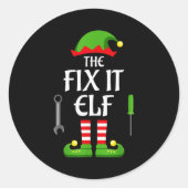 Sticker Rond Fix It Elf Family Matching Group Christmas  (Devant)