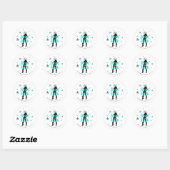 Sticker Rond Fixin 'The Posse Disco Bachelorette Teal ID925 (Feuille)