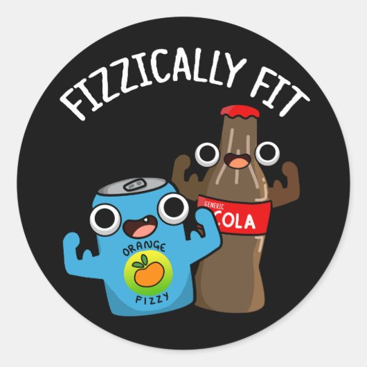 Sticker Rond Fizzic Fit Funny Fizzy Cola Pun Dark BG (Devant)