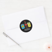 Sticker Rond Fizzics Funny Fizzy Cola Boissons Pun Dark BG (Enveloppe)