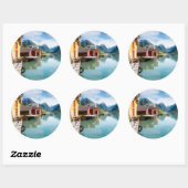 Sticker Rond Fjaerpayfjord paysage de fjord en Norvège (Feuille)