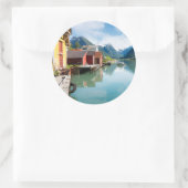 Sticker Rond Fjaerpayfjord paysage de fjord en Norvège (Sac)