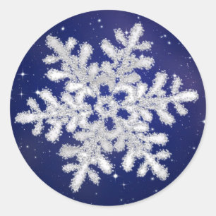 Sticker Rond Flacon blanc argenté brillant sur ciel nocturne