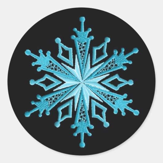 Sticker Rond Flacon de neige bleu glace et noir (Devant)