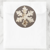 Sticker Rond Flacon de neige de Birchwood d'hiver rustique brun (Sac)