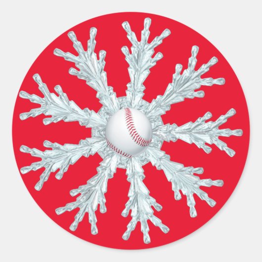 Sticker Rond Flacon de neige de Noël du baseball (Devant)