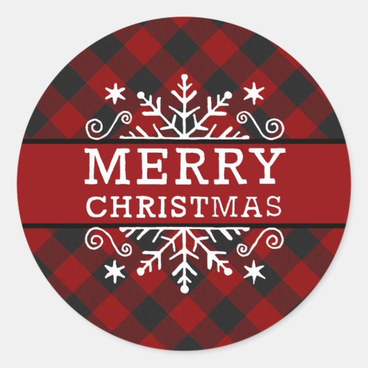 Sticker Rond Flacon de neige Plaid Joyeux Noël (Devant)