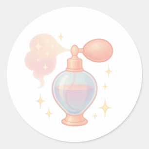 Sticker Rond Flacon de parfum avec brume scintillante