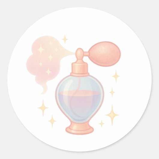 Sticker Rond Flacon de parfum avec brume scintillante (Devant)