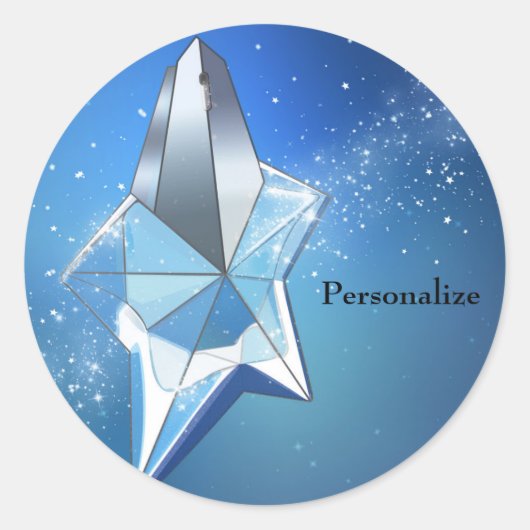 Sticker Rond Flacon de parfum Blue Sparkle Star Glam (Devant)