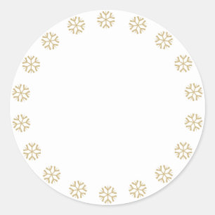 Sticker Rond Flacons de neige blanc de Noël blanc bordure blanc