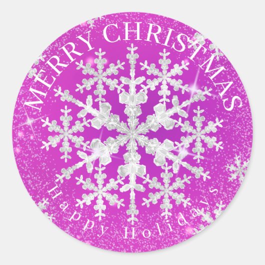 Sticker Rond Flacons de neige Magenta (Devant)