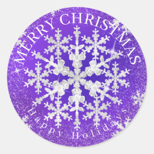 Sticker Rond Flacons de neige violet blanc