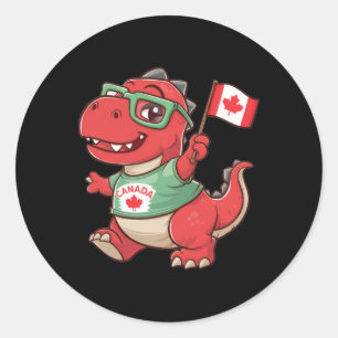 Sticker Rond Flag Canada Funny Red Dinosaur Toddler Shirt
