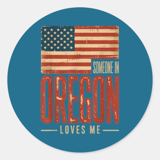 Sticker Rond Flag Me Oregon US Loves Someone Crew (Devant)