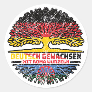 Sticker Rond Flagge Roma Romani Deutsch Deutschland Baum Wurzel