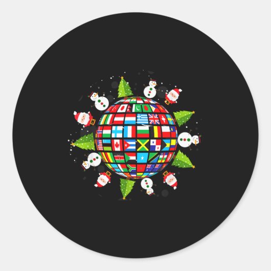 Sticker Rond Flags Of The World, Xmas Around The Globe (Devant)