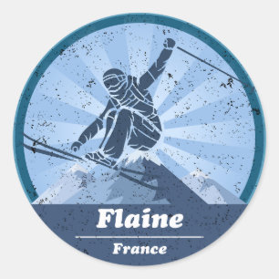 Sticker Rond Flaine Station de ski - Skieur