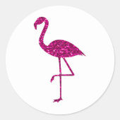 Sticker Rond Flamant brillant flamant rose parties scintillant (Devant)