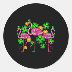 Sticker Rond Flamant Irlandais Fête Saint-Patrick Oiseaux Anima